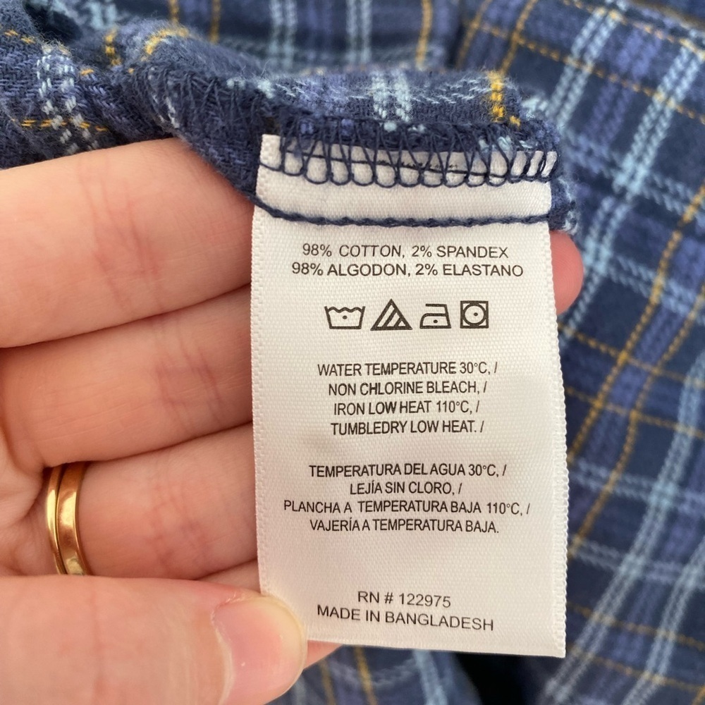 SOUTHERN PROPER Fosters Flannel in Blue Plaid Men’s Long Sleeve Button Up Sz L - Picture 7 of 8